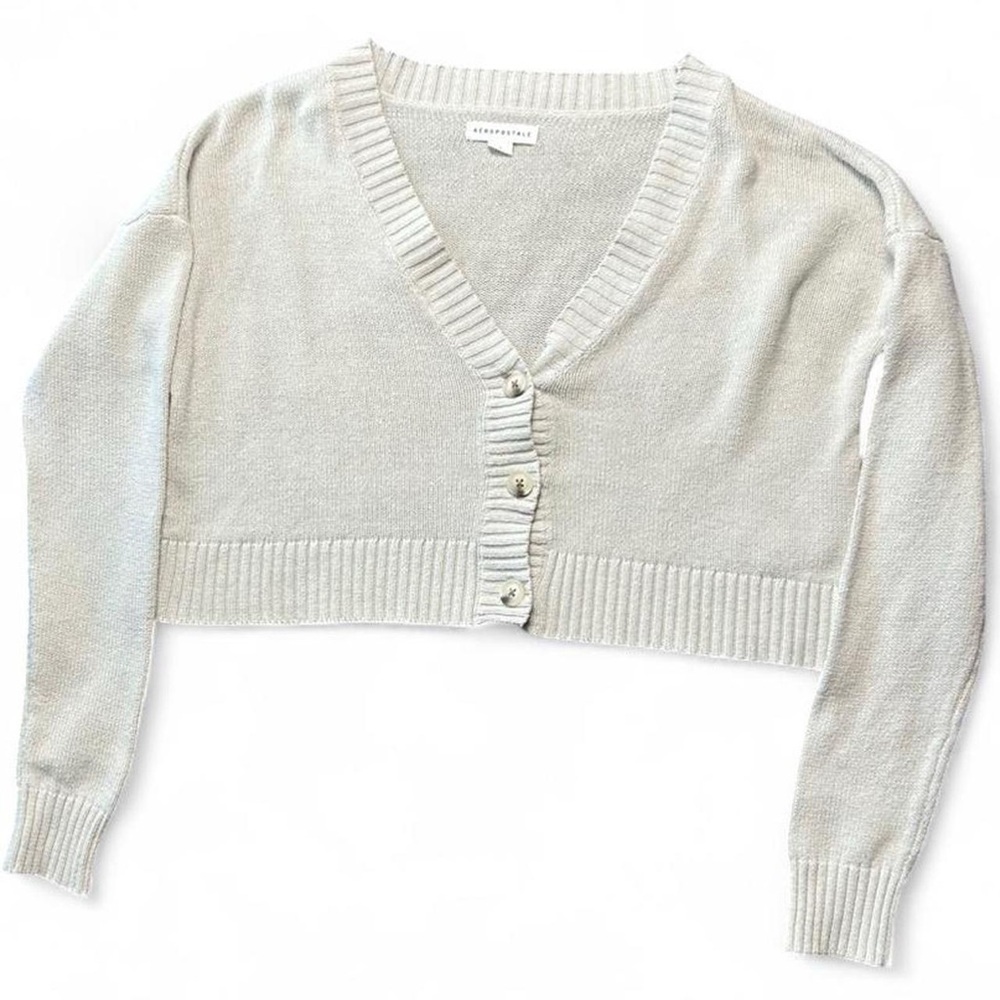 Aeropostale Light Beige Cropped Cardigan